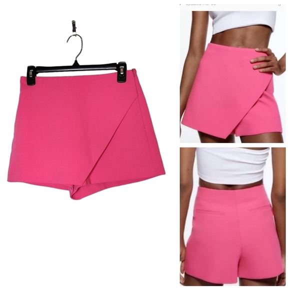 Zara hot pink asymmetrical skort. Women's size small. - Picture 1 of 12